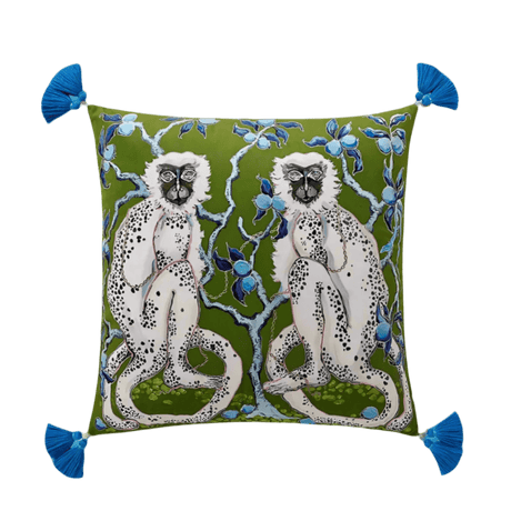 Green Monkeys Velvet Pillow Cover pillow covers - Palatium Lux