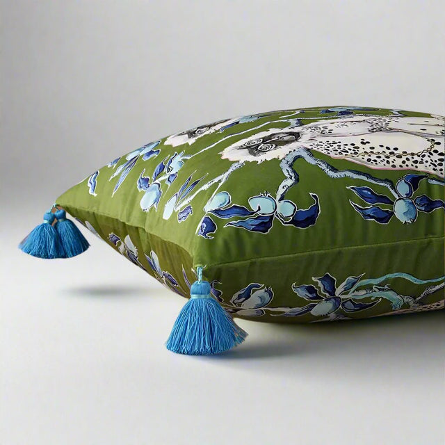 Green Monkeys Velvet Pillow Cover pillow covers - Palatium Lux