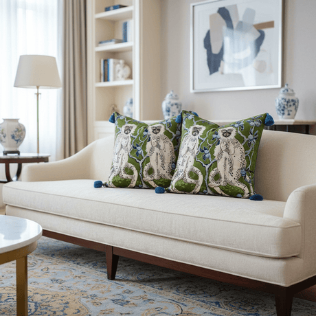 Green Monkeys Velvet Pillow Cover pillow covers - Palatium Lux