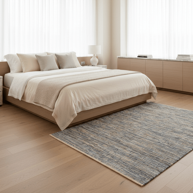 Greywater Bleu Handwoven Cotton Rug - 4 x 6 Rugs - Palatium Lux