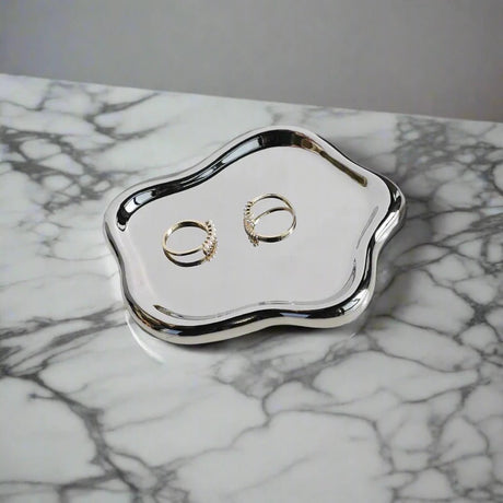 Adore You Ceramic Tray Silver Cloud tray - Palatium Lux