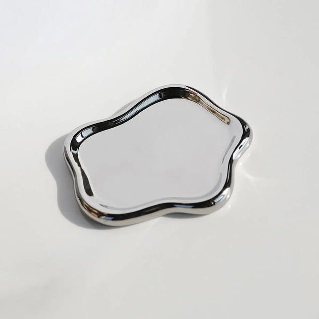 Adore You Ceramic Tray Silver Flower tray - Palatium Lux