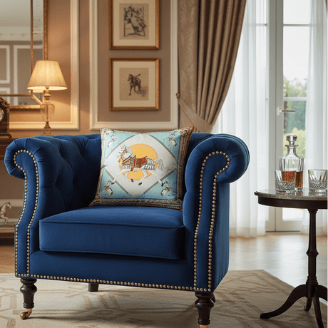 Imperial Blue Horse Pillow Cover pillow covers - Palatium Lux