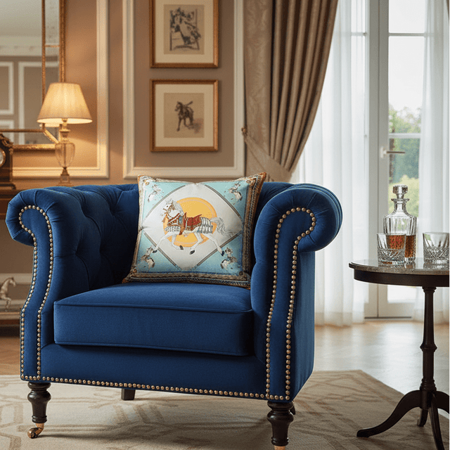 Imperial Blue Horse Pillow Cover pillow covers - Palatium Lux