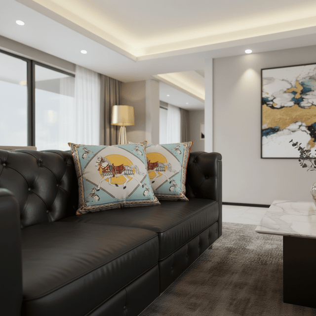 Imperial Blue Horse Pillow Cover pillow covers - Palatium Lux