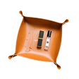Orange leather valet tray – Key Essentials premium organizer for keys & accessories