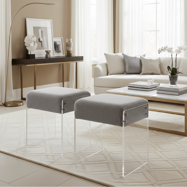 Lumera Accent Stool - Gray - Palatium Lux