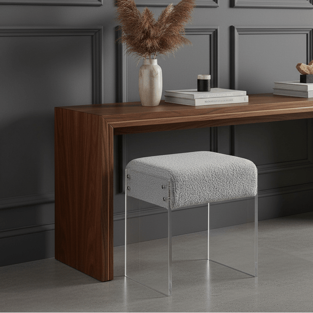 Lumera Accent Stool - Gray - Palatium Lux