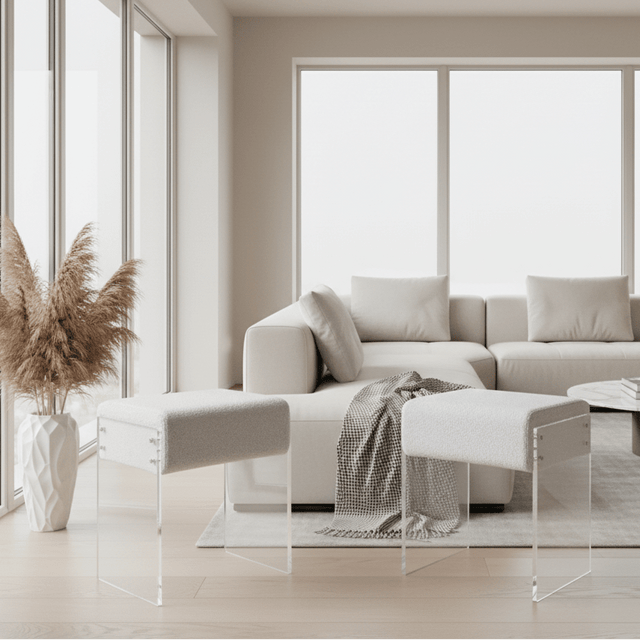 Lumera Accent Stool - White - Palatium Lux