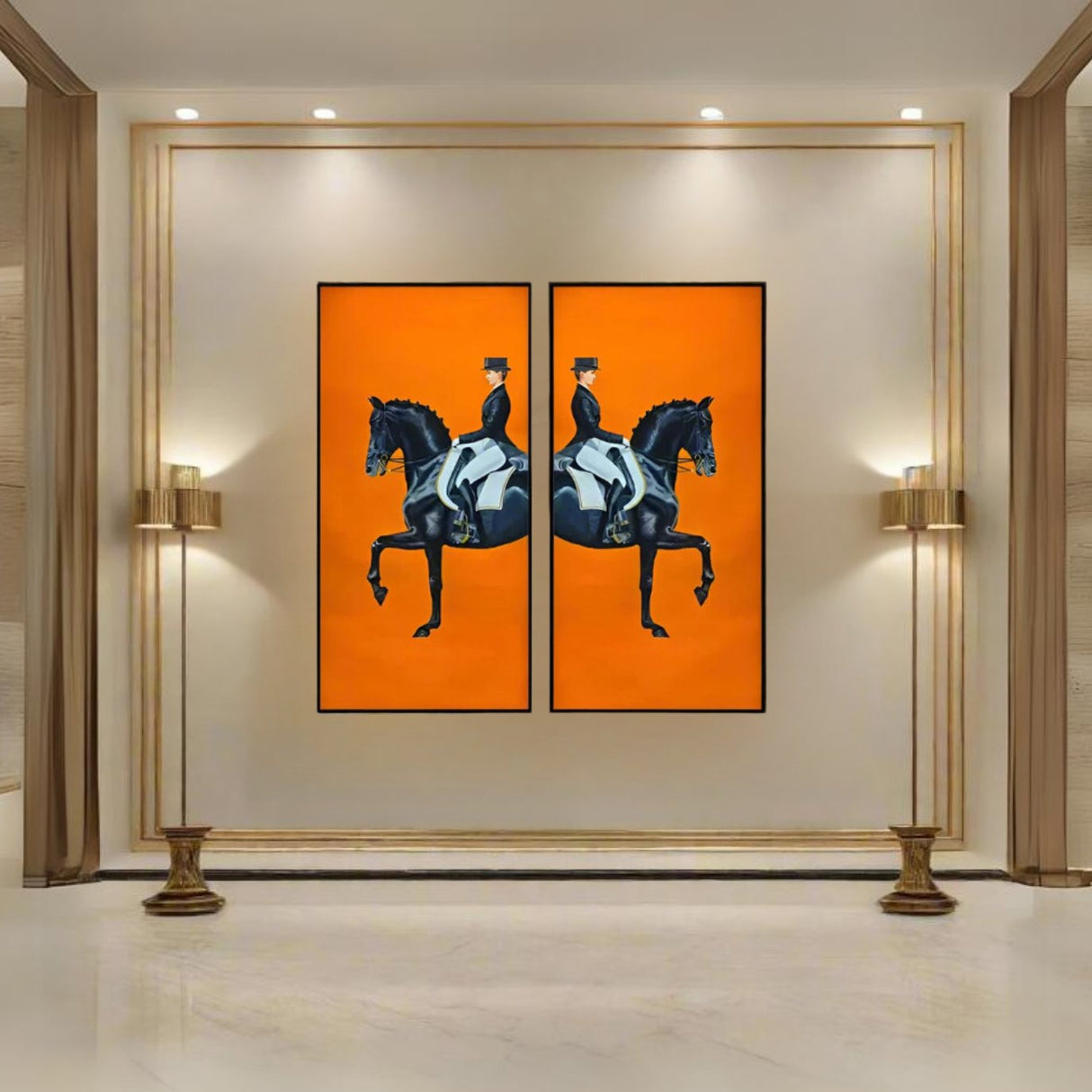 Lux Cavallo Canvas Pair Orange Canvas / 50x100cm No Frame canvas - Palatium Lux