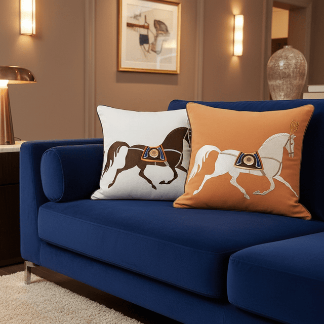 Noble Steed Embroidered Pillow Covers pillow covers - Palatium Lux