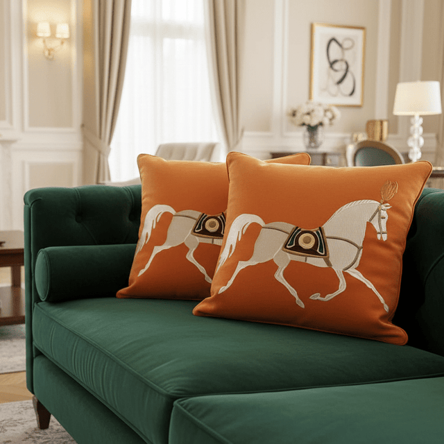 Noble Steed Embroidered Pillow Covers pillow covers - Palatium Lux
