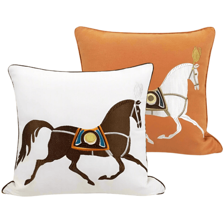 Noble Steed Embroidered Pillow Covers pillow covers - Palatium Lux