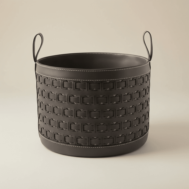 Olena Leather Storage Basket - Palatium Lux