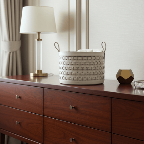 Olena Leather Storage Basket - Palatium Lux