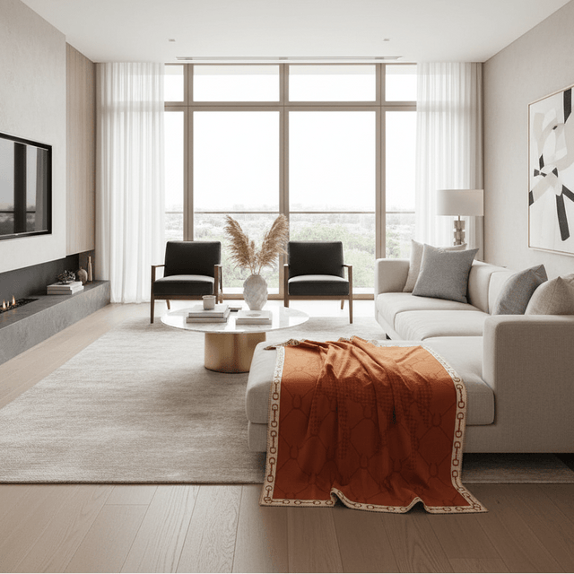 Orange Manor Horse Throw Blanket blanket - Palatium Lux