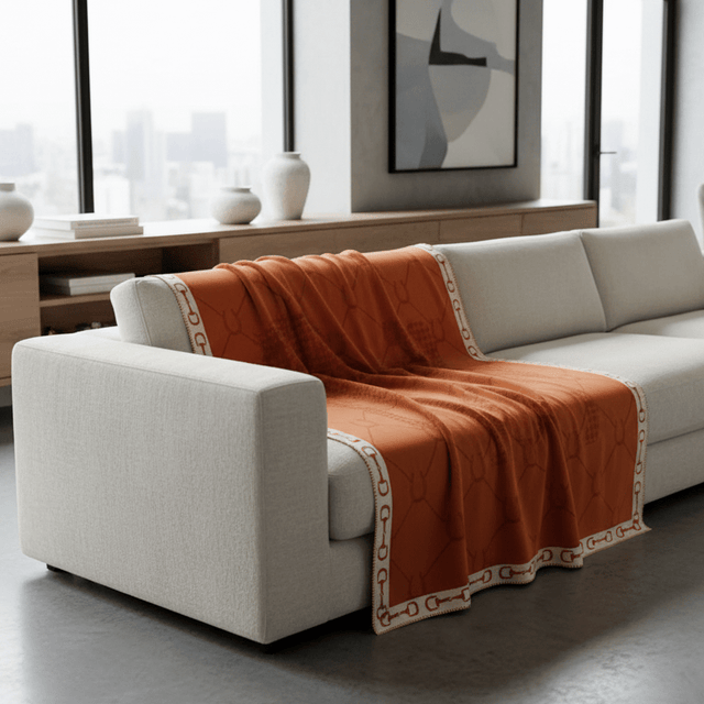 Orange Manor Horse Throw Blanket blanket - Palatium Lux