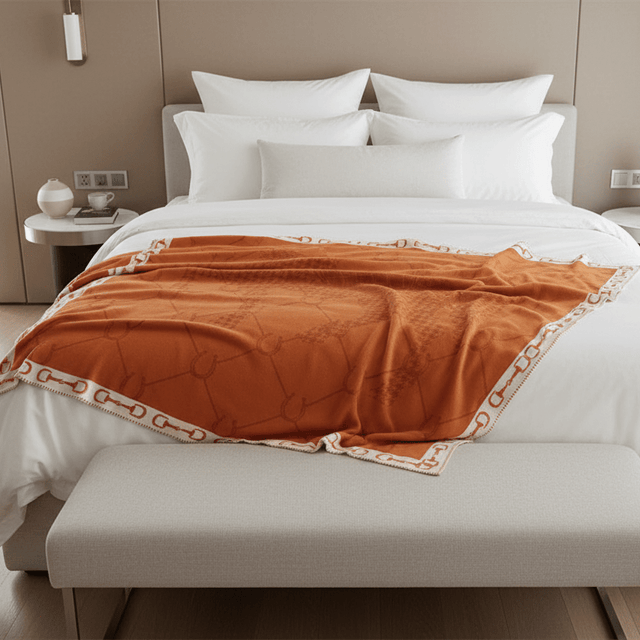 Orange Manor Horse Throw Blanket blanket - Palatium Lux