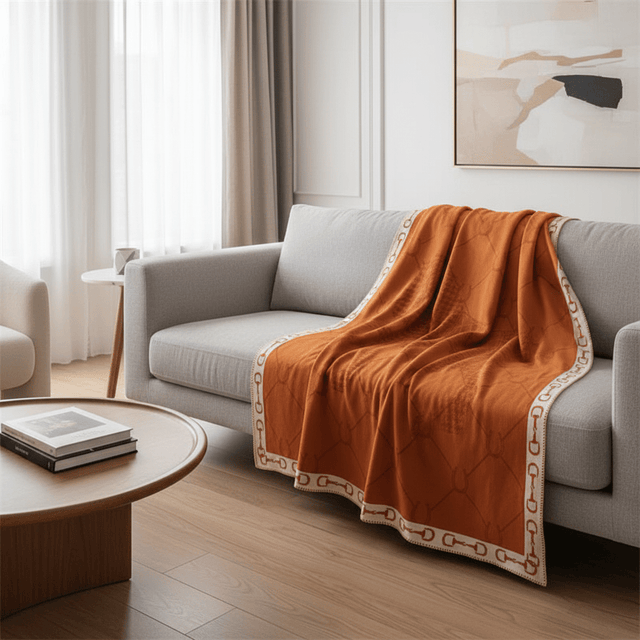 Orange Manor Horse Throw Blanket blanket - Palatium Lux