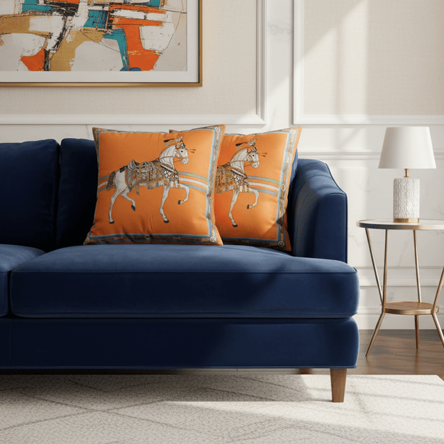 Orange Orillia Velvet Pillow Cover pillow covers - Palatium Lux