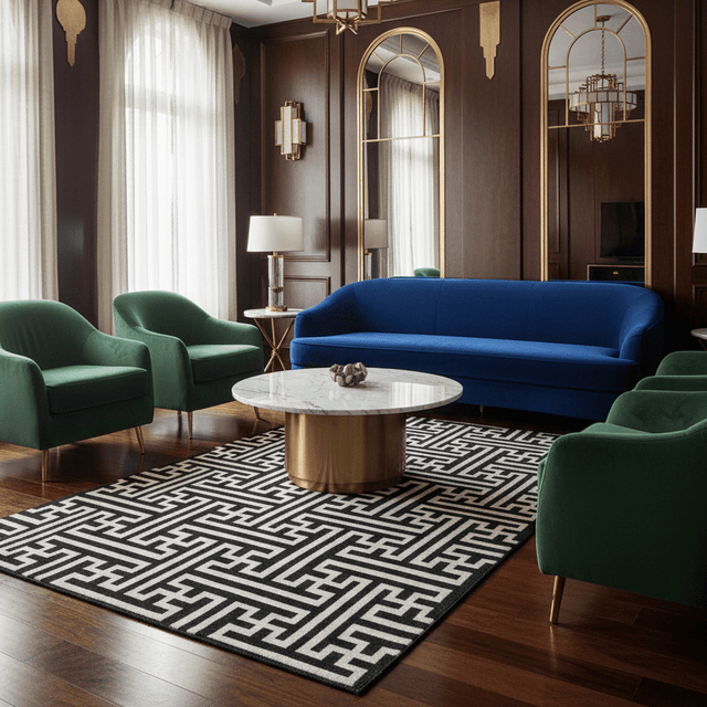 Palazzo Noire Handwoven Wool Rug - 5 x 8 - Palatium Lux