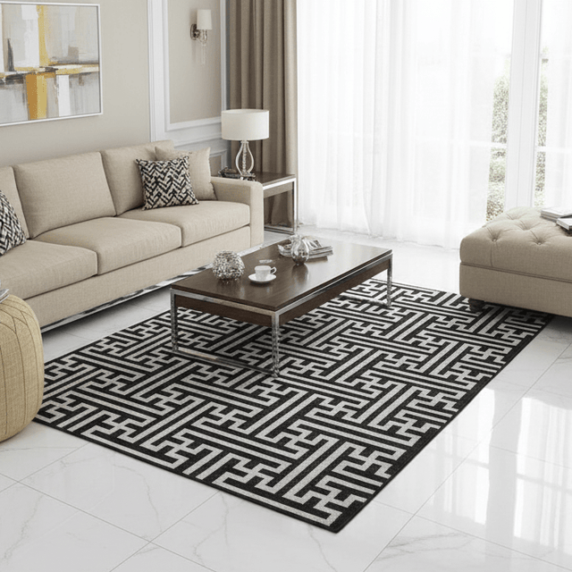 Palazzo Noire Handwoven Wool Rug - 5 x 8 - Palatium Lux
