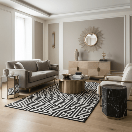 Palazzo Noire Handwoven Wool Rug - 5 x 8 - Palatium Lux