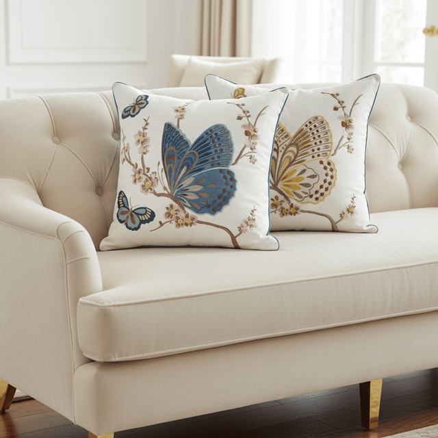 Papillon Embroidered Pillow Cover pillow covers - Palatium Lux