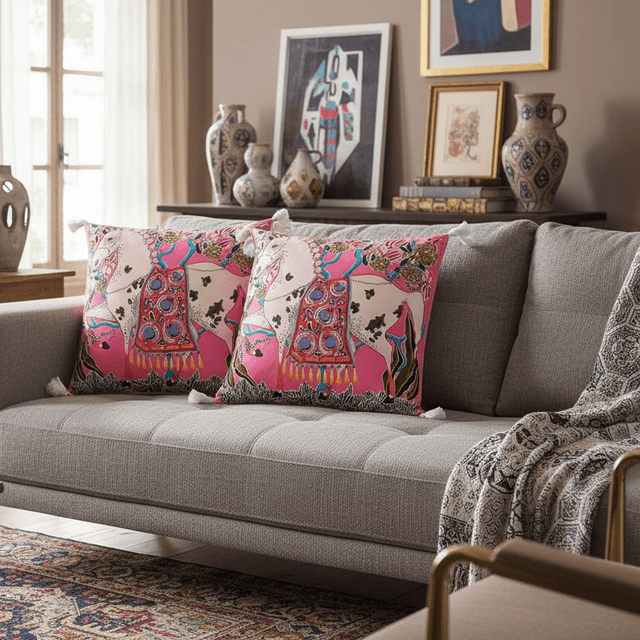 Pink Horse Parade Pillow Cover pillow covers - Palatium Lux