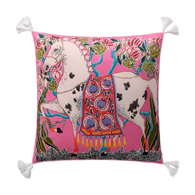 Pink Horse Parade Pillow Cover pillow covers - Palatium Lux