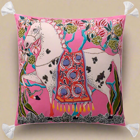 Pink Horse Parade Pillow Cover pillow covers - Palatium Lux
