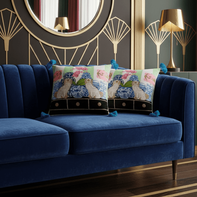 Porcelain & Pups Pillow Cover pillow covers - Palatium Lux