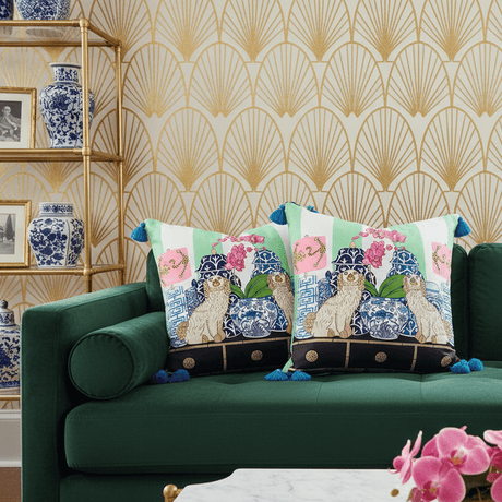 Porcelain & Pups Pillow Cover pillow covers - Palatium Lux