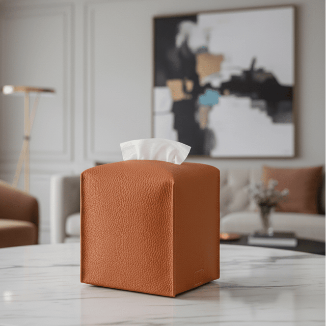 Pristine Leather Tissue Box Holder leather - Palatium Lux