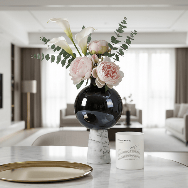 Rosalia Marble Glass Vase Vase - Palatium Lux