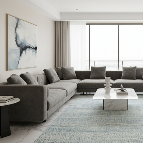 Lunar Coast Handwoven Wool Rug - 5 x 8