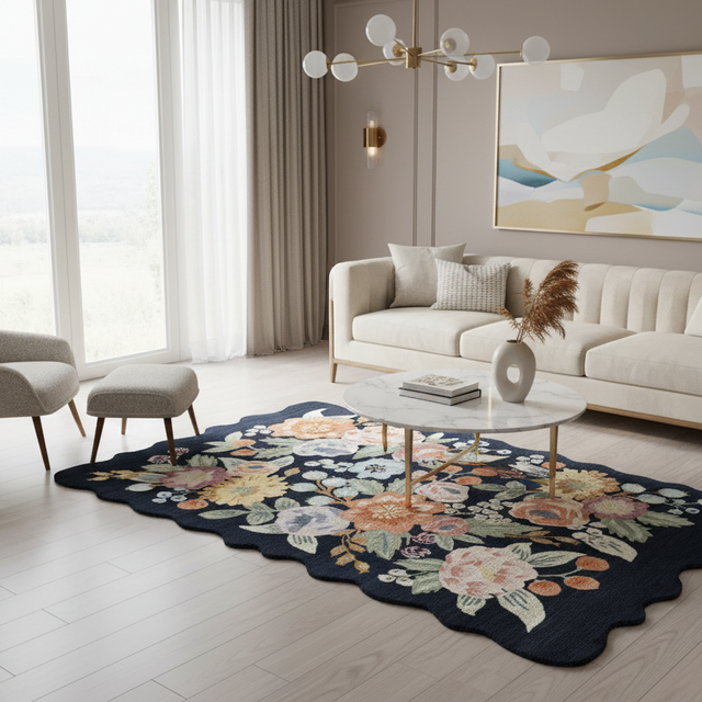 Flora Contour Hand Tufted Wool Rug - 5 x 8