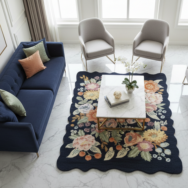 Flora Contour Hand Tufted Wool Rug - 5 x 8