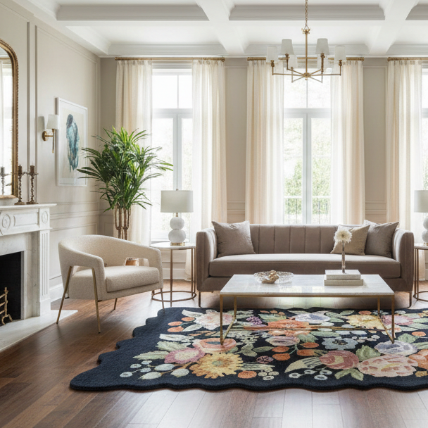 Flora Contour Hand Tufted Wool Rug - 5 x 8