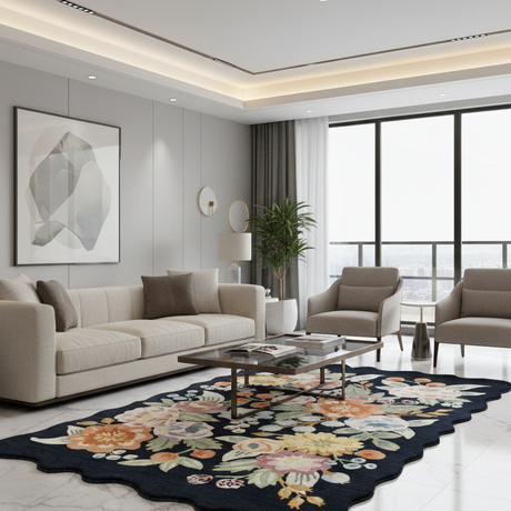 Flora Contour Hand Tufted Wool Rug - 5 x 8