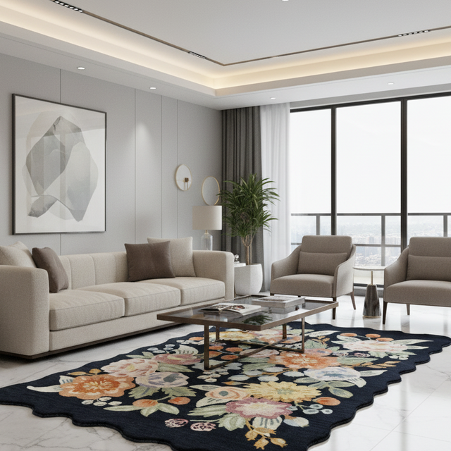 Flora Contour Hand Tufted Wool Rug - 5 x 8