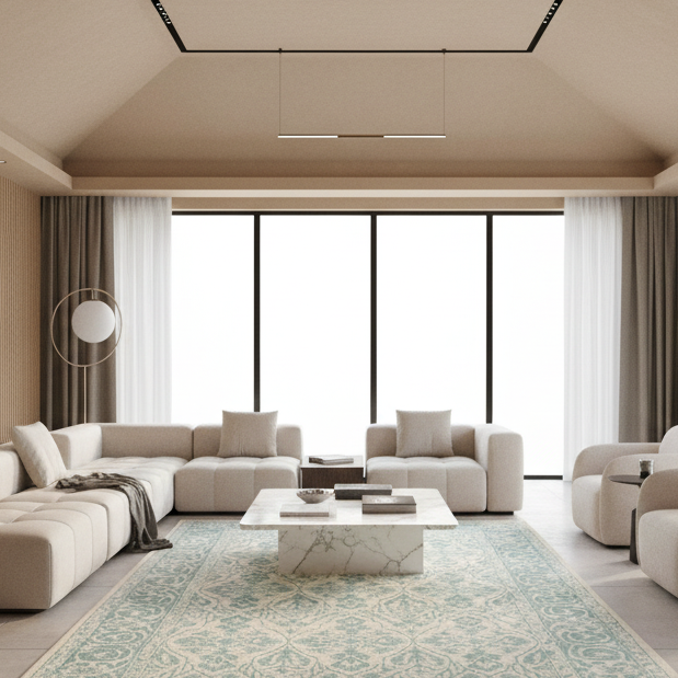 Yasmin Blue Hand Tufted Wool Rug - 5 x 8