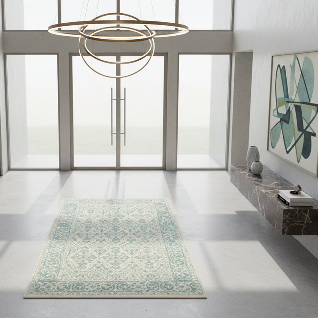 Yasmin Blue Hand Tufted Wool Rug - 5 x 8