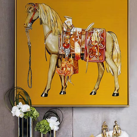 Saudi Horse Classic Canvas Orange / 50X50CM No Frame canvas - Palatium Lux