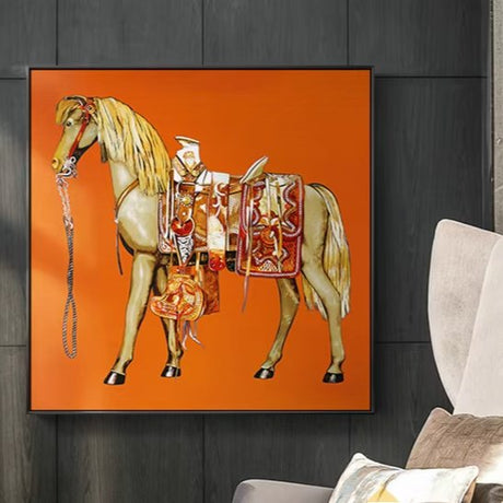 Saudi Horse Classic Canvas Orange / 50X50CM No Frame canvas - Palatium Lux