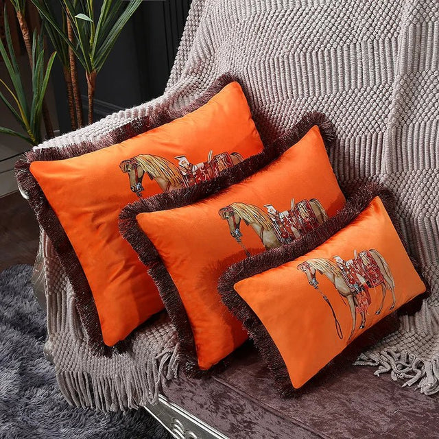 Cavalier Charm Pillow Cover Orange / 30x50cm pillow covers - Palatium Lux