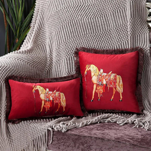 Cavalier Charm Pillow Cover Red / 30x50cm pillow covers - Palatium Lux