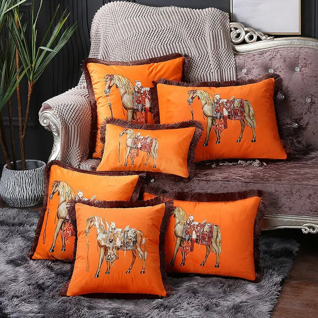 Cavalier Charm Pillow Cover Orange / 30x50cm pillow covers - Palatium Lux