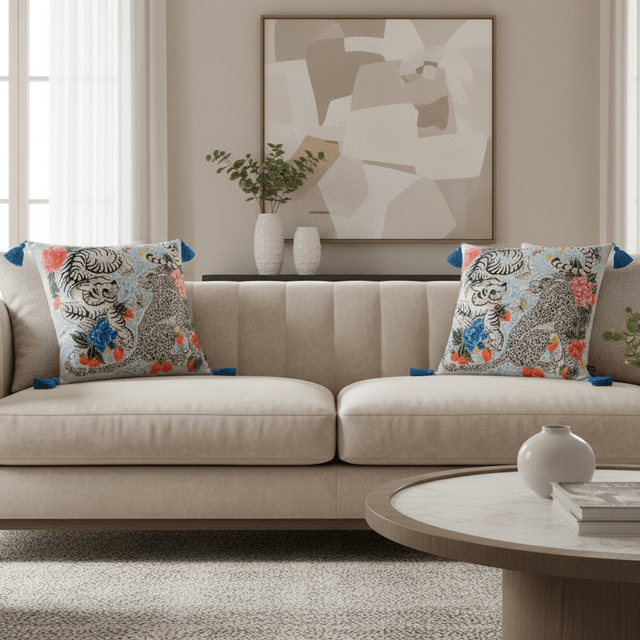 Savage Bleu Bloom Pillow Cover Pillow Cover - Palatium Lux