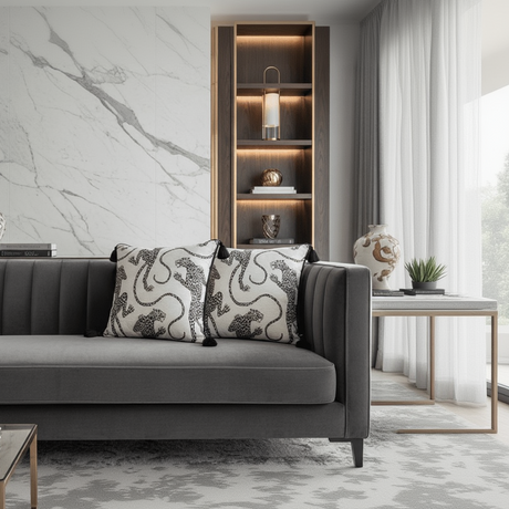 Snow Leopard Chenille Pillow Cover Pillow Cover - Palatium Lux